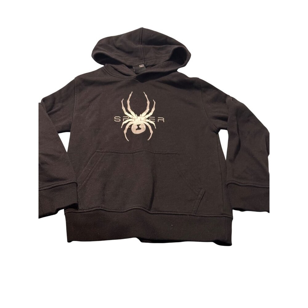 Boys Black Spider Logo Hooded Sweatshirt 5/6 Cotton/Polyester Blend